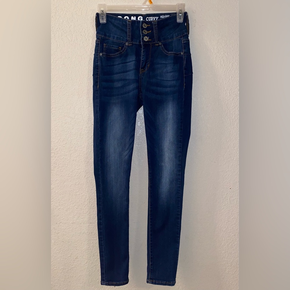 Dark blue curvy skinny ankle jeans